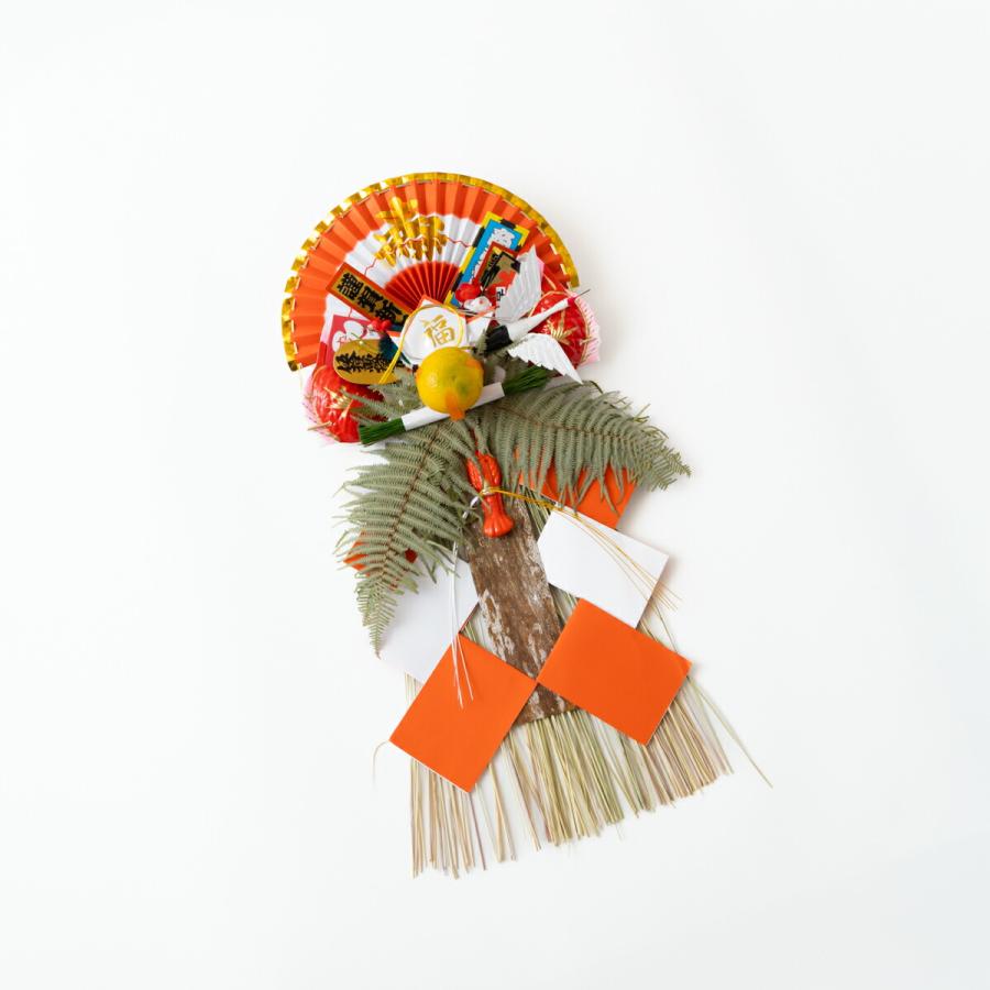 秀〆（HIDESHIME） 正月飾り 玄関 玉飾り 5寸玉 伝統 扇 自宅用 会社