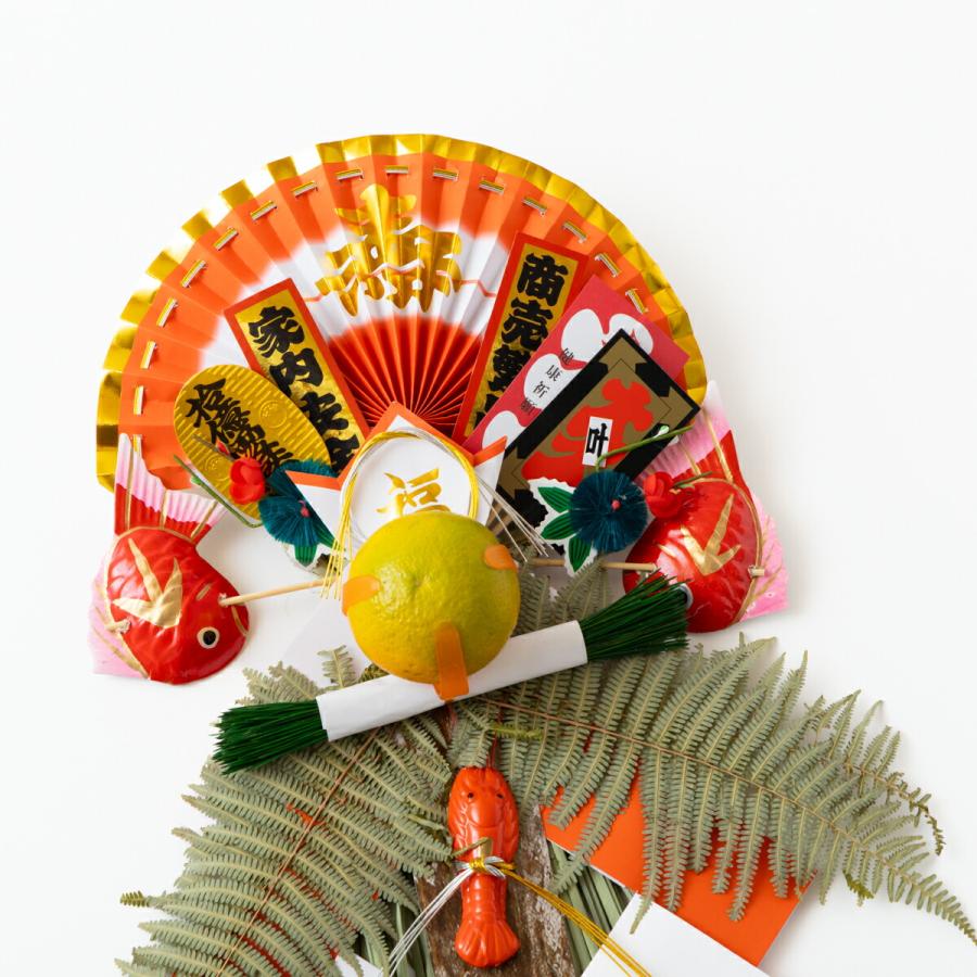 秀〆（HIDESHIME） 正月飾り 玄関 玉飾り 3寸玉 伝統 扇 自宅用 会社