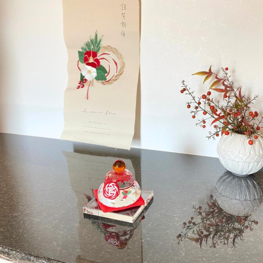 秀〆（HIDESHIME） おしゃれインテリア☆ 鏡餅 ガラス クリスタル 正月