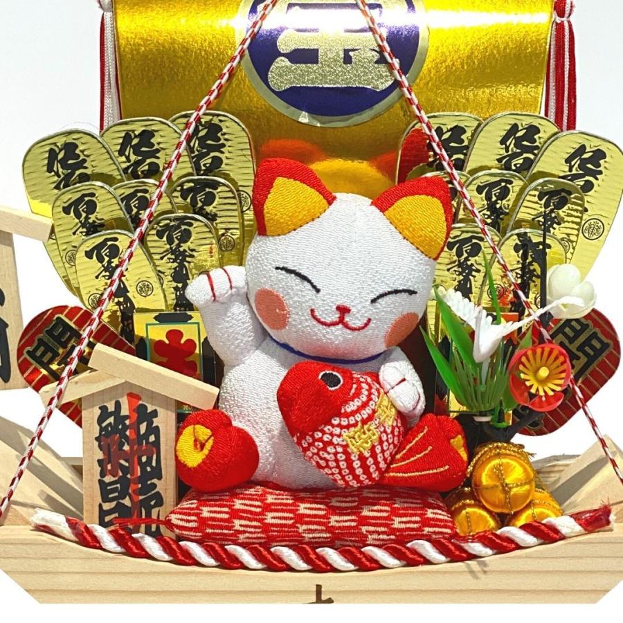 熊手 縁起物 宝船 木舟 5号ちりめん猫付 飾り方 酉の市 正月 置物 玄関 縁起物 意味 玄関 自宅用 会社 オフィス マンション 受付 室内 室内飾り 爆買_10
