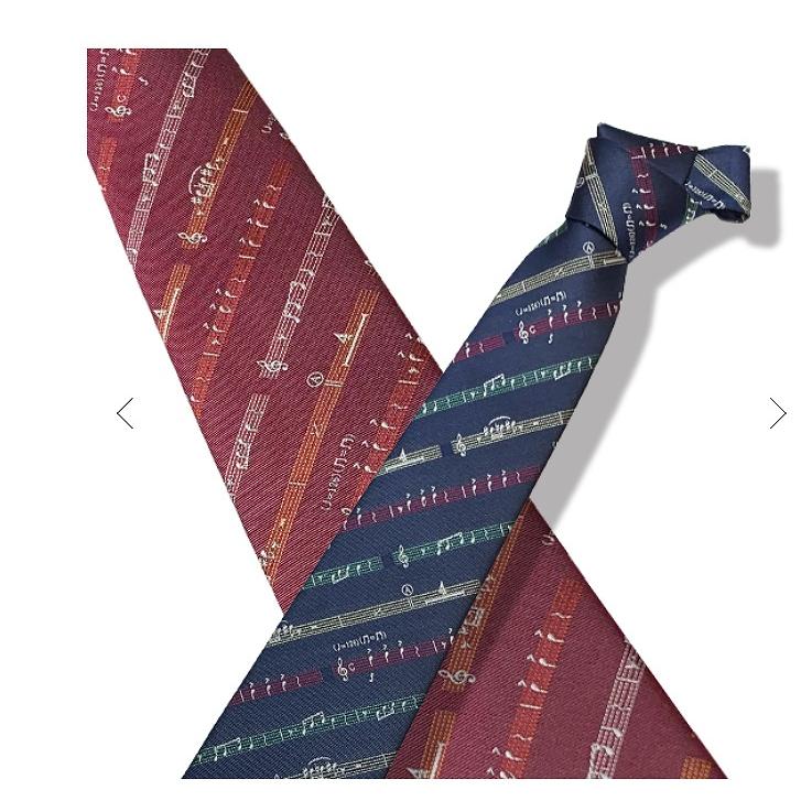 西陣織 シルク ネクタイ ネイビー カラフル楽譜 ブルー レオノーレ(LEONORE) ピアノ コンクール プレゼント  クリスマスプレゼント 音符 メンズ |  | 01