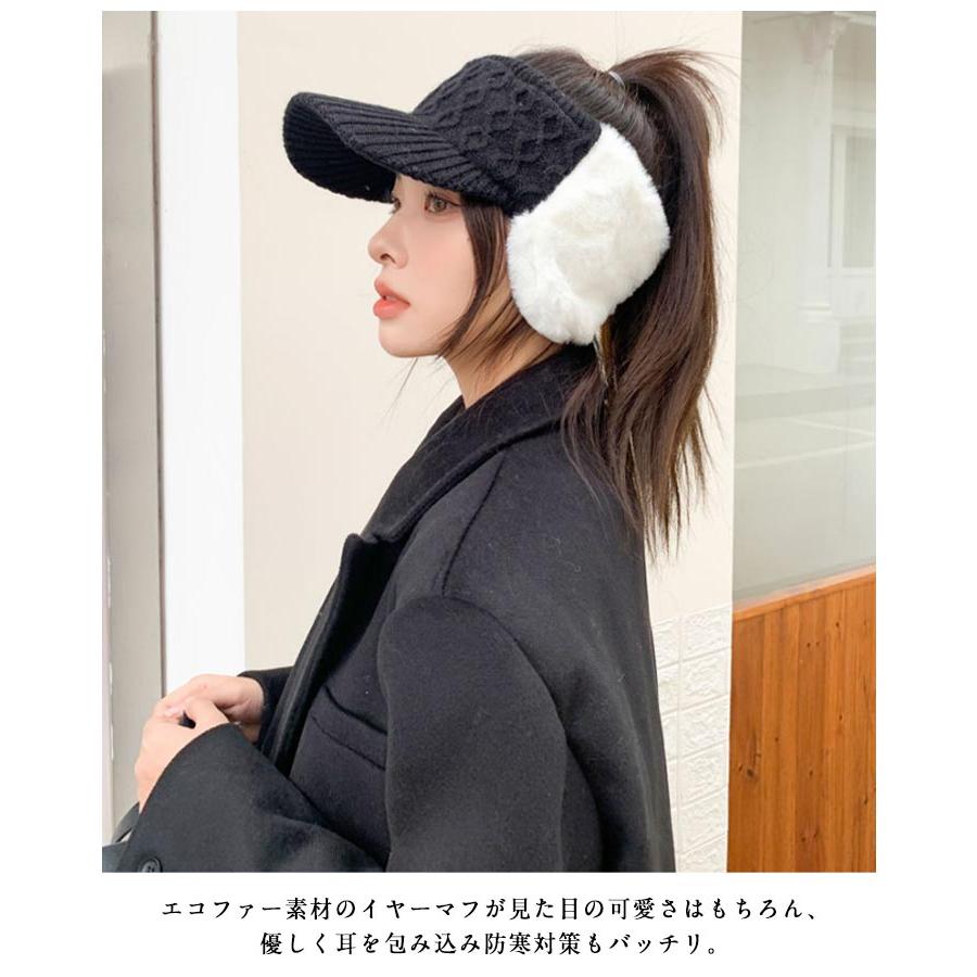 ゴルフウェア バイザー ゴルフ サンバイザー 耳当て ファー耳当て 厚手