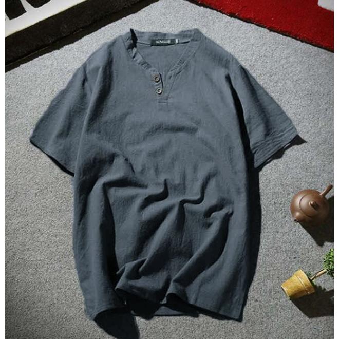 2タイプ!ヘンリーネック Tシャツ ボタンtシャツ 半袖Tシャツ 麻 麻