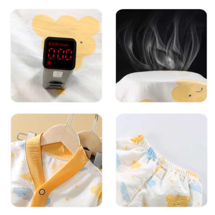 七分袖 ガーゼパジャマ パジャマ キッズ コットン素材 前開き ハート柄 カエル 薄手 くま いぬ 曇柄 総柄 パジャマ ルームウェア 男の子 薄地 |  | 10