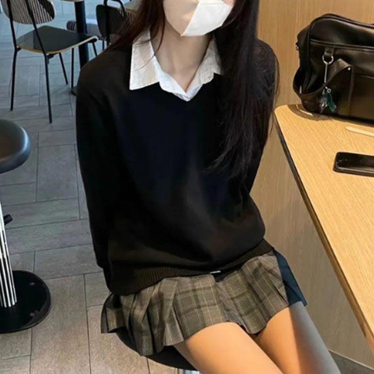 スクールセーター セーター レディース 学生服 スクールセーター 秋冬 制服 中学生 vネック 人気 ニット セーター スクール 学生 プルオーバ 男｜okfcd｜02