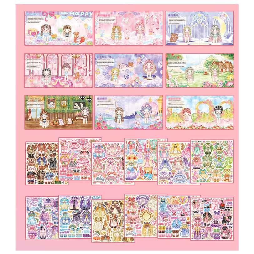 フレークシール 女の子 着せ替えステッカー 粘着コート紙シール 人物