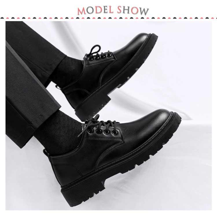 黒 レザー レースアップシューズ 中ヒール 外羽根 2760-a1.jpg