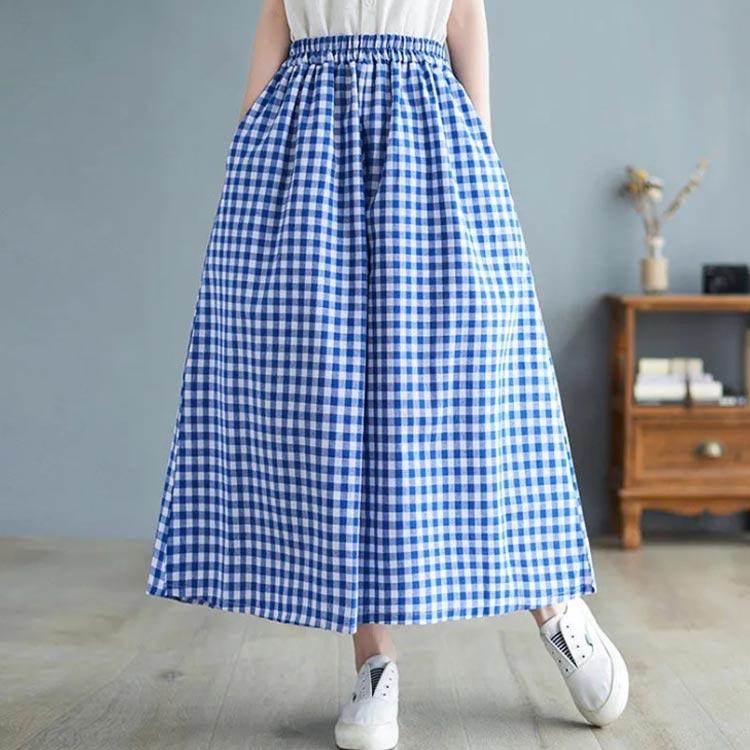 8分丈 フレアパンツ ワイドパンツ チェック柄 ガウチョパンツ