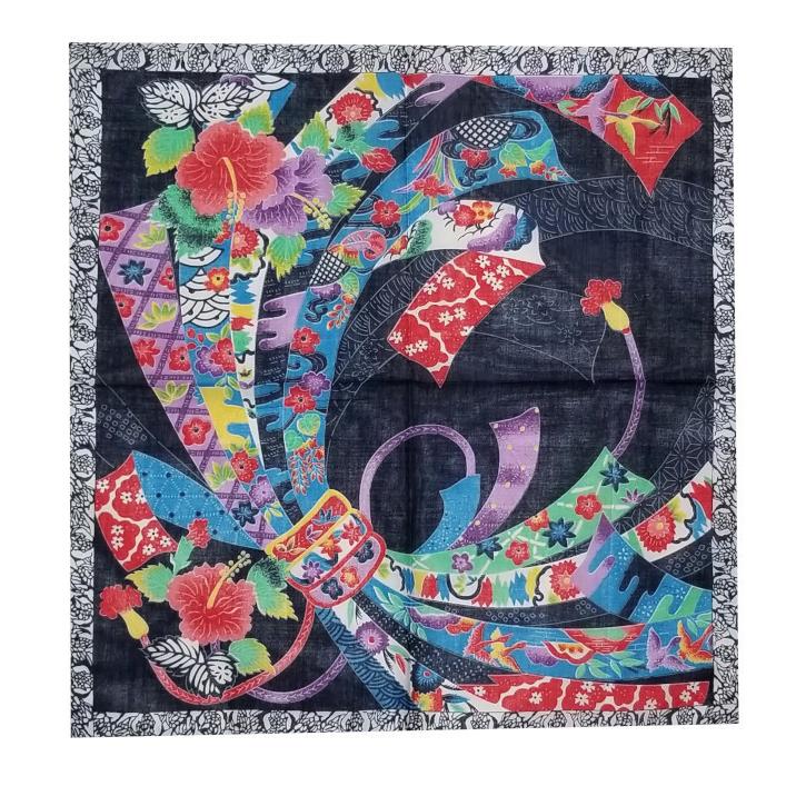 最大99 オフ 送料300円 沖縄 お土産 雑貨 紅型 プリント ハンカチ のしめ柄黒 かわいい おしゃれ 限定 沖縄土産 沖縄お土産 沖縄雑貨 Whitesforracialequity Org