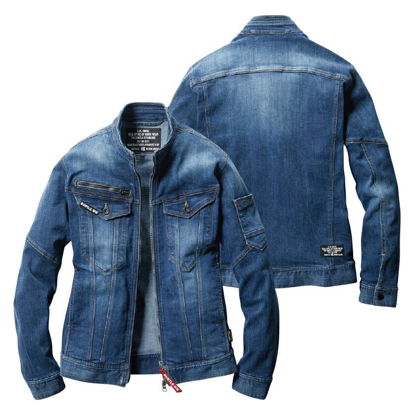 バートル ジャケット デニム BURTLE 5011 ストレッチ クレイジーストレッチ デニムジャケット ユニセックス 冷感 男女兼用 作業着 Limited バートル2021春夏新作 | BURTLE | 02