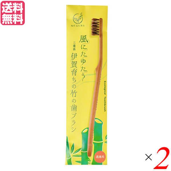 歯ブラシ ハブラシ 馬毛 FINE MEGURU 竹の歯ブラシ 花馬毛（ふつう）2本セット 送料無料｜okinawangirls