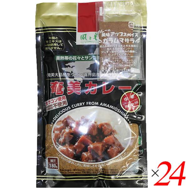 【爆買WEEK ！ポイント最大+12％！】カレー カレールー レトルト 風と光 奄美カレー 中辛 180g 24袋セット 送料無料