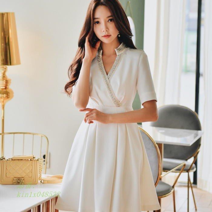 コンビニ受取対応商品 ワンピース スタンドカシュクール ビーズ ラインストーン 半袖 Aライン レディース ワンピース ホワイト 白 ミニ お嬢様 宅送 Tutorials Betterplanning Net