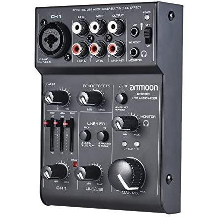 全国組立設置無料 Ammoon マイクラインミキシングコンソールミキサー Usbオーディオインターフェイス付き 内蔵エコー効果 Eq内蔵 48vファンタム電源5v 高い品質 Biblioteca Umfcd Ro