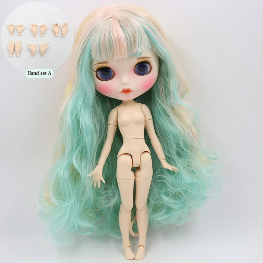 ブライス人形bl4006/1200/2352,ミントミックス,黄色とピンクの髪,刻 