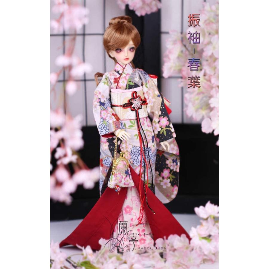 BJD/SDドール服 人形服 BJD着物 和風振袖着物 春緋/春葉 春緋（レッド桜の枝）大き女/68体