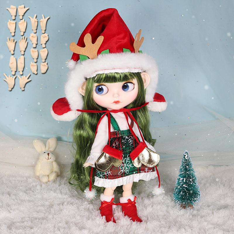 可愛いドール、ｂｊｄドール、1/6 ブライス人形関節可動ボディ30cm ?色 混色クリスマス套?人耳 19関節+9手セット 服、靴収納ボックスが含まれています