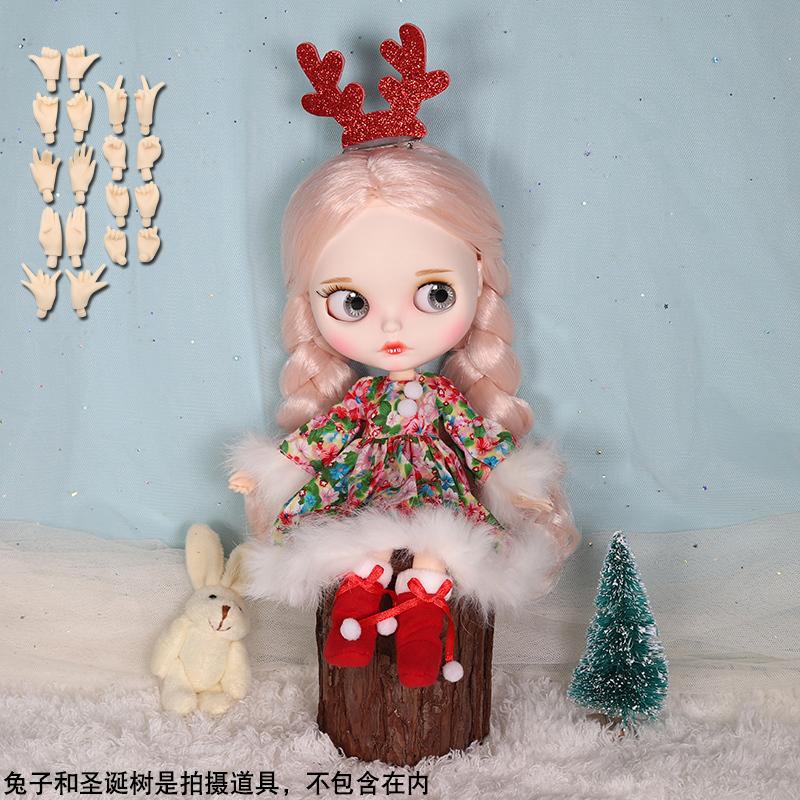 可愛いドール、ｂｊｄドール、1/6 ブライス人形関節可動ボディ30cm 藕色 クリスマス??セット 19関節+9手セット 服、靴収納ボックスが含まれています