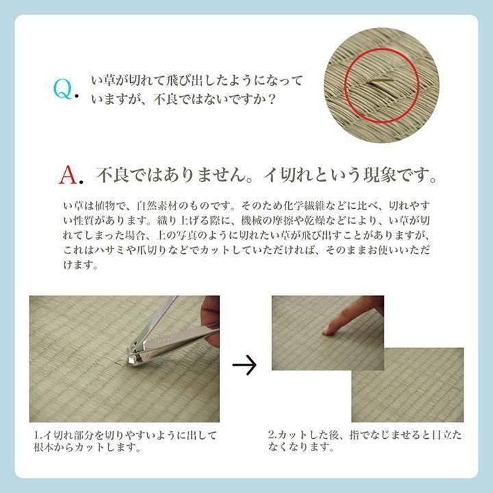い草花ござカーペット 格子柄 ナチュラル シンプル 「ルネ」本間2畳（191×191cm） レイクブルー ウッディブラウン_16