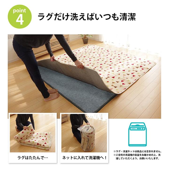 ラグ 下敷き 滑り止め 滑りにくい「ナイス」ボリューム ウレタン30mm クッション性 約180×235cm 床暖房 ホットカーペット対応の画像