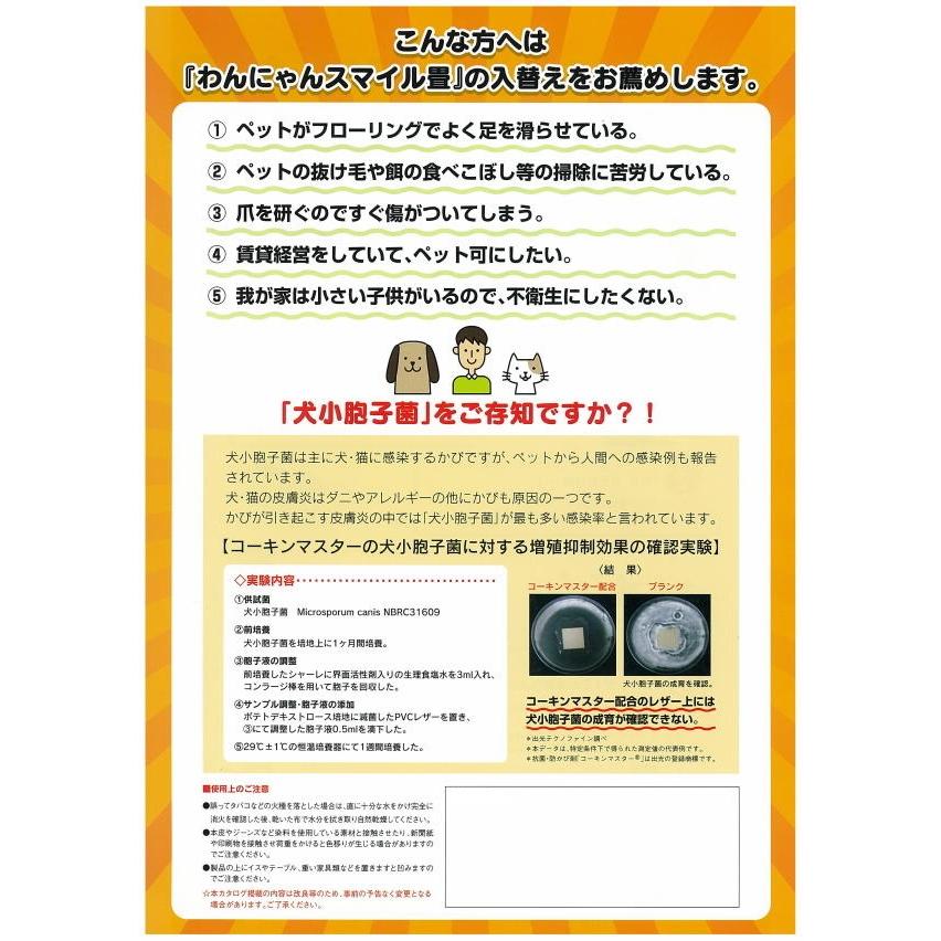 畳新調 畳替え 縁付き畳 6畳 ペット用畳【わんにゃんスマイル畳 】江戸間サイズ カラー6色 畳厚み 30-60mm 縁無しにも対応_3
