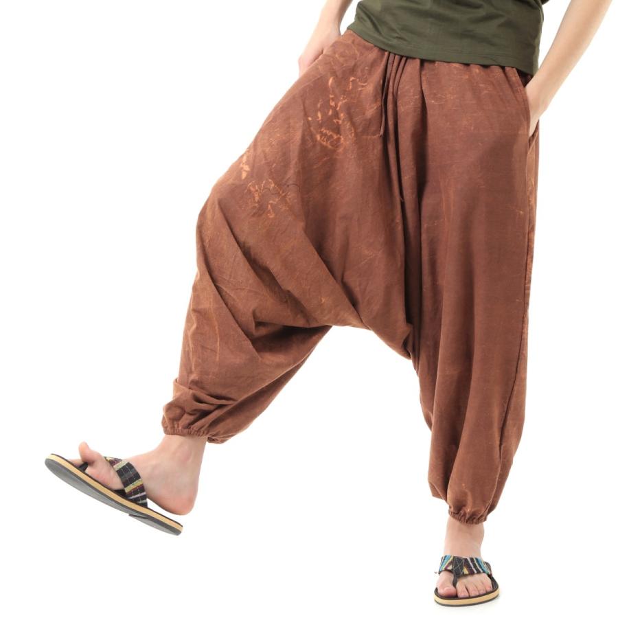 エスニック　サルエルパンツ　綿100%　ストーンワッシュ　男女共用　タイ製❉69 ストーンウォッシュ サルエルパンツ アラジンパンツ タイパンツ メンズ