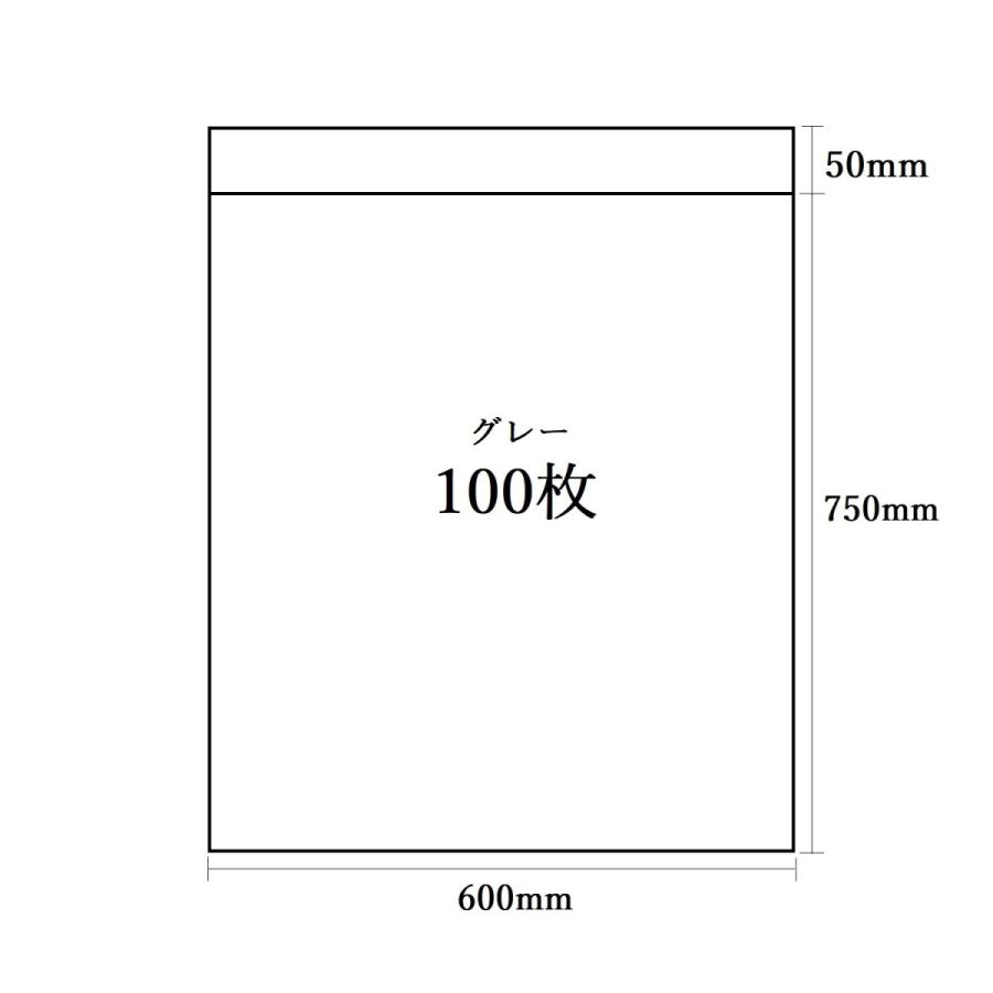 【100枚】【幅600×深さ750+フタ50mm】【60ミクロン 0.06mm】【グレー】 宅配袋 ビニール 袋 粘着 テープ付き 大きい 特大 灰色  宅配ポリ袋 梱包資材