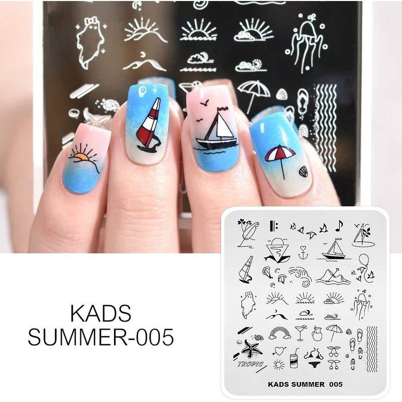 Kads スタンプネイルプレート 4枚セット 緑葉 幾何図案 ビーチ 夏の日 ネイルステンシル ネイルアートスタンピングプレート 沖海ストア 通販 Yahoo ショッピング
