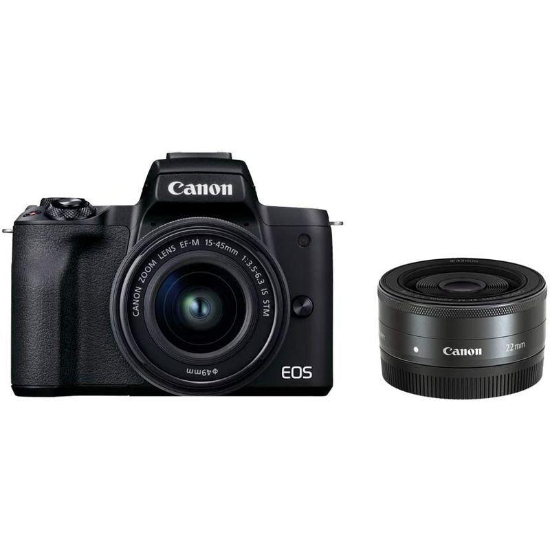 【売り切りお値下げ】 Canon ミラーレス一眼カメラ EOS Kiss M2 ダブルレンズキット ブラック KISSM2BK-WLK 【2081368303】(74750円)