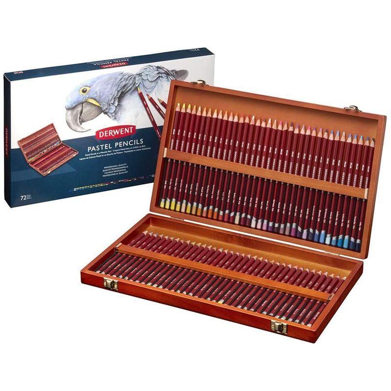 紺×赤 ダーウェント 色鉛筆 パステルペンシル 72色セット ウッドボックスセット 2300343