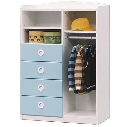 ハンガーラック キッズチェスト ブルー クレア  チェスト 子供部屋家具　引き出し　洋服掛け  入園 入学 キッズ家具 国産　日本製