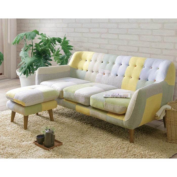 ヨランダ パッチワークソファ 3人掛け