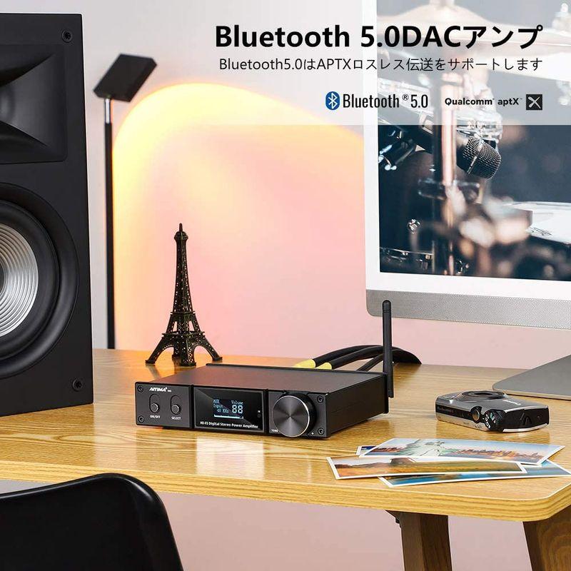 AIYIMA Bluetooth5.0 サウンドアンプ 120W×2 HIFI 2.1チャネル