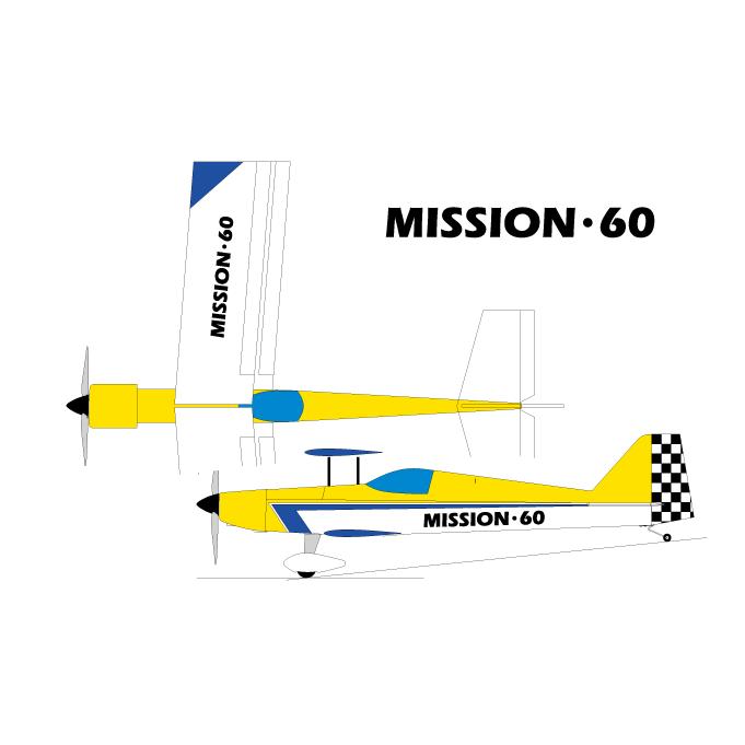 ミッション60 黄色　ネット限定色 OK模型 11287 フィルム貼り完成機 複葉機 PILOT ラジコン