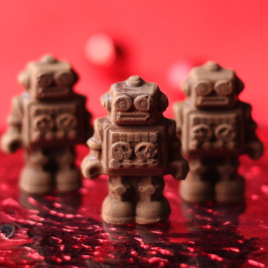 モグワークス 六目ロボット バレンタインデー チョコレート　ソフビ バレンタイン チョコ おもしろ チョコレート ロボット 1個（手提げ袋
