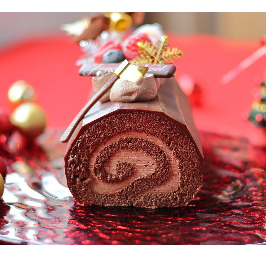 クリスマスケーキ 予約 2023 ロールケーキ クリスマスロール ショコラ（目安・4人、5人、6人分） チョコレートケーキかわいい おしゃれ ブッシュドノエル｜okodepa｜11