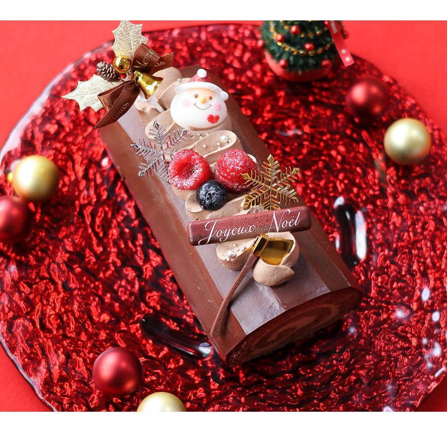 クリスマスケーキ 予約 2023 ロールケーキ クリスマスロール ショコラ（目安・4人、5人、6人分） チョコレートケーキかわいい おしゃれ ブッシュドノエル｜okodepa｜04