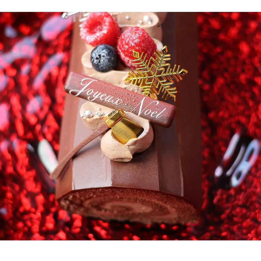 クリスマスケーキ 予約 2023 ロールケーキ クリスマスロール ショコラ（目安・4人、5人、6人分） チョコレートケーキかわいい おしゃれ ブッシュドノエル｜okodepa｜06