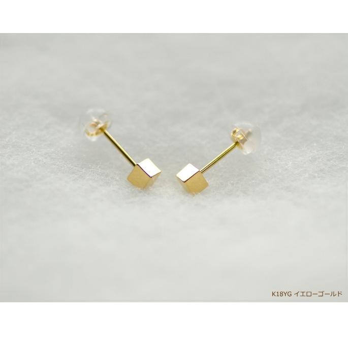 ピアス k18 ゴールド キューブ ペア（両耳） 18k K18 18金 YG PG