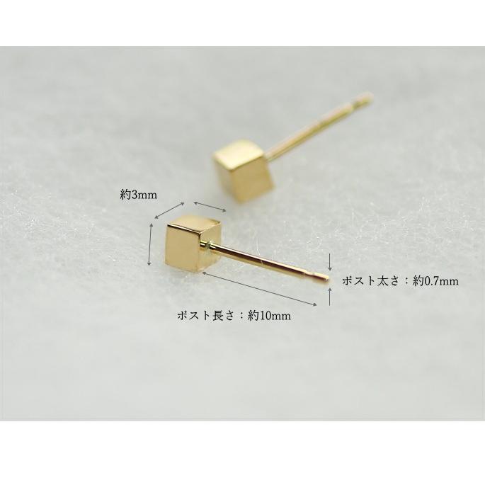 ピアス k18 ゴールド キューブ ペア（両耳） 18k K18 18金 YG PG
