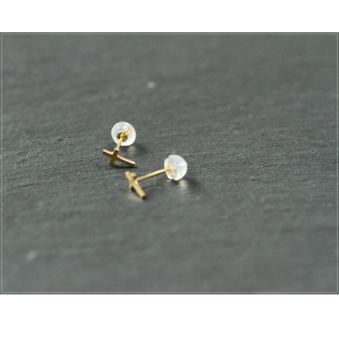 ピアス k18 ゴールド クロス ペア（両耳） 18k K18 18金 YG PG WG