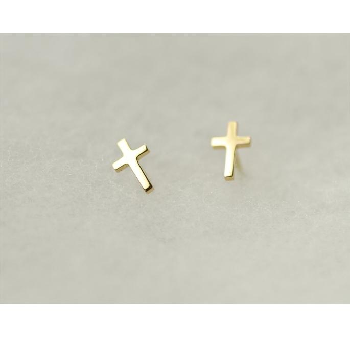 ピアス k18 ゴールド クロス ペア（両耳） 18k K18 18金 YG PG WG