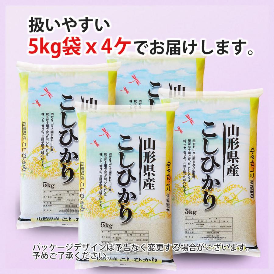 コシヒカリ 令和6年 20kg(5kg×4袋) 山形県産 お米 (玄米・白米 コシヒカリ 令和6年 20kg(5kg×4袋) 山形県産 お米 (玄米・白米