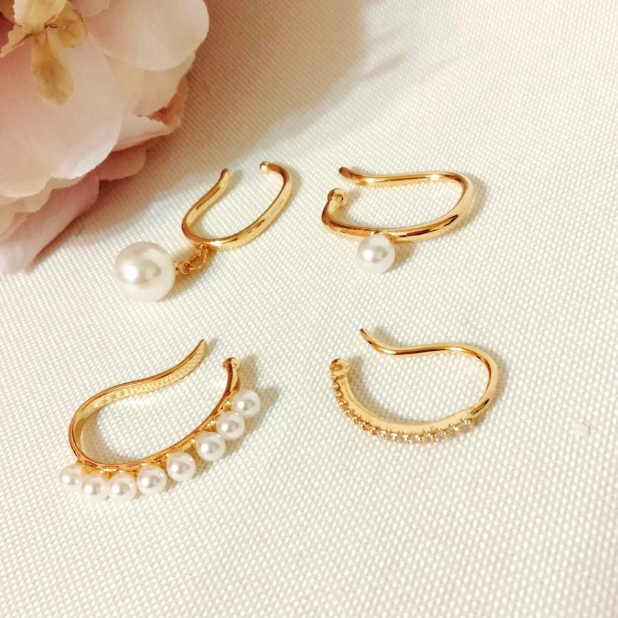 ピアス イヤーカフ イヤリング 4点セット 大ぶり パール 14K キレイめ 