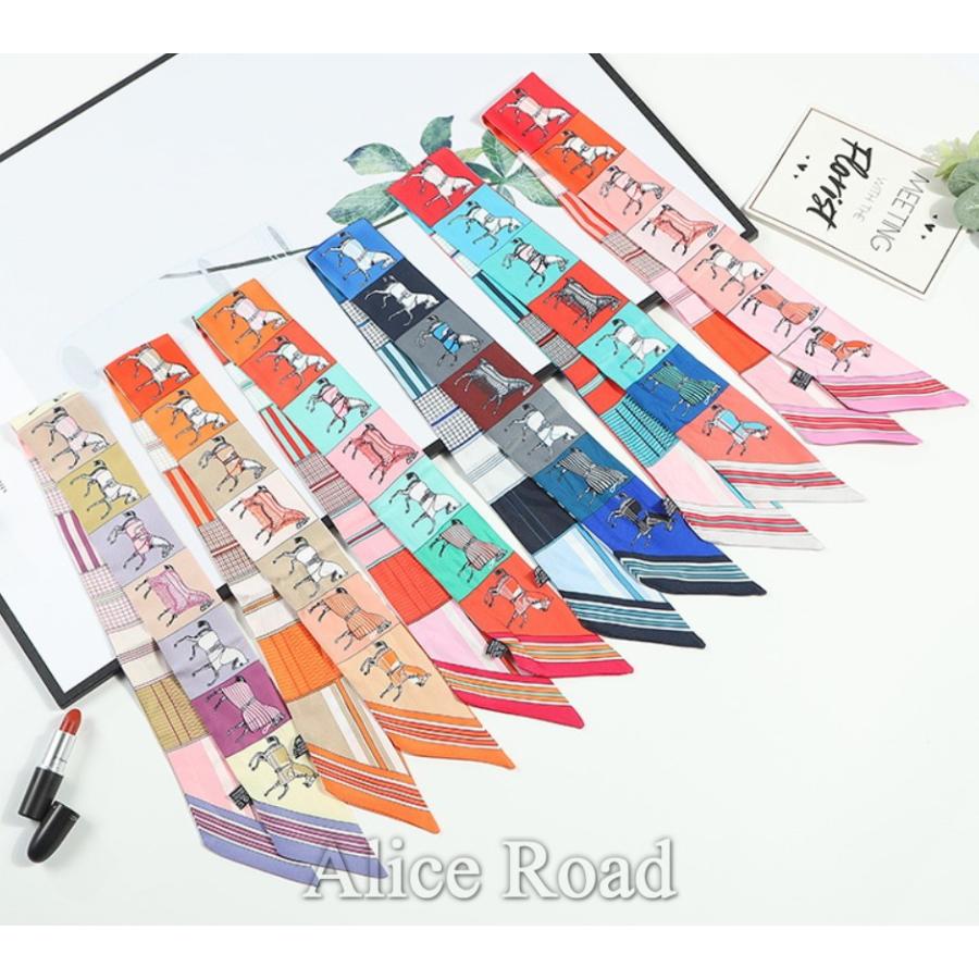 ツイリースカーフ 馬柄 バッグスカーフ リボン バンダナ かわいい 7018 Alice Road 通販 Yahoo ショッピング