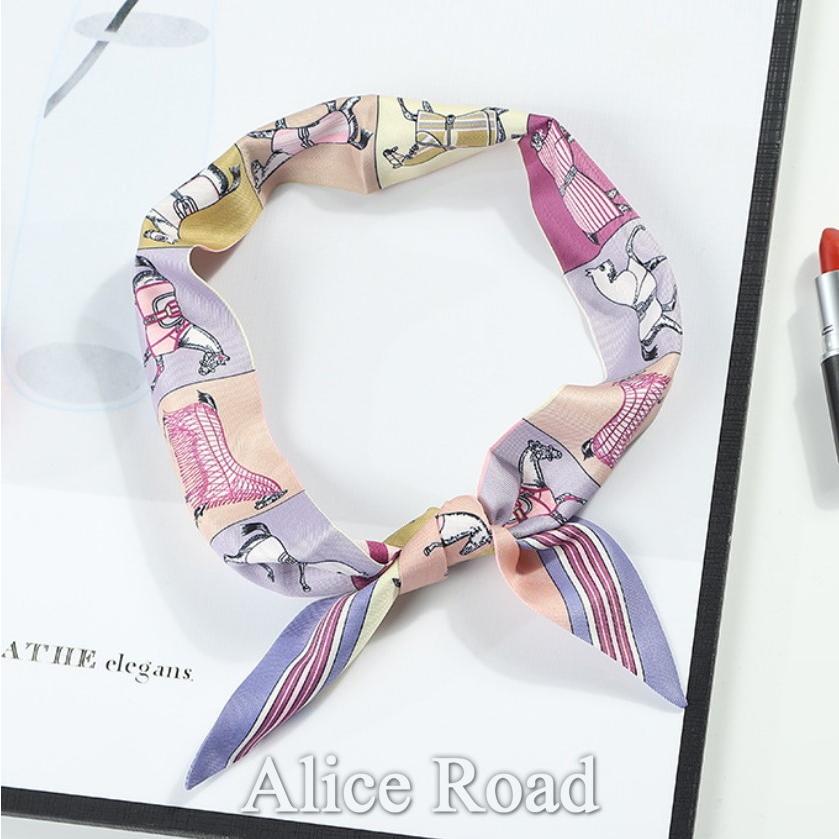ツイリースカーフ 馬柄 バッグスカーフ リボン バンダナ かわいい 7018 Alice Road 通販 Yahoo ショッピング