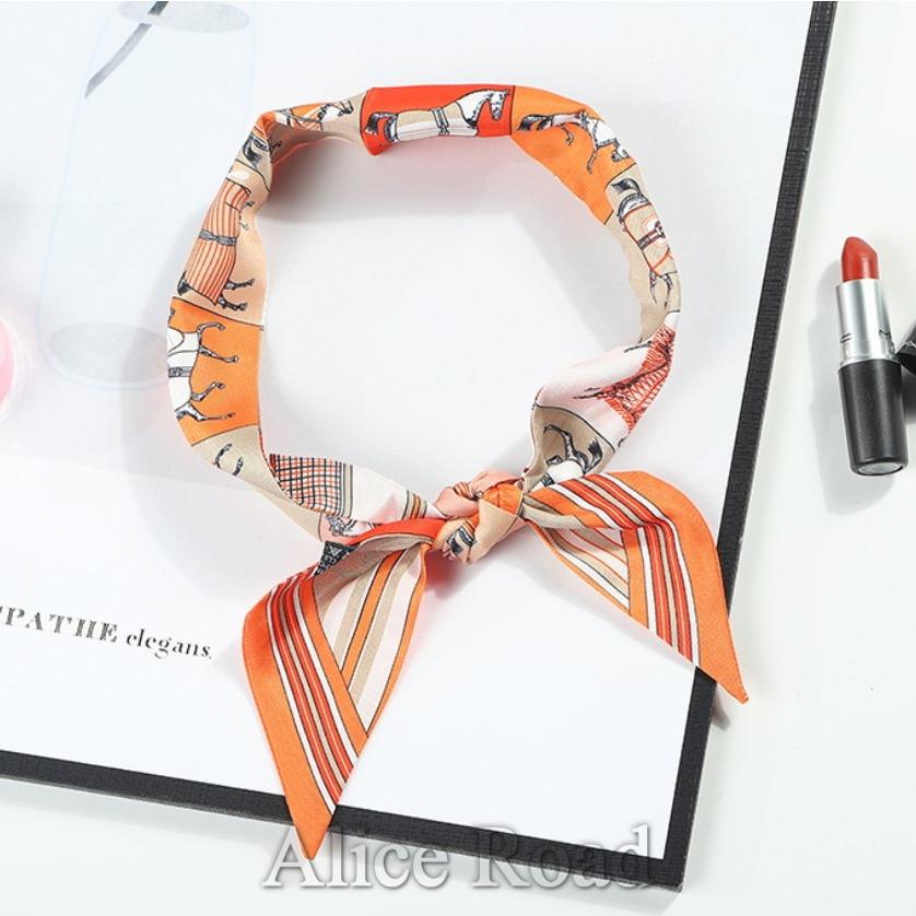 ツイリースカーフ 馬柄 バッグスカーフ リボン バンダナ かわいい 7018 Alice Road 通販 Yahoo ショッピング