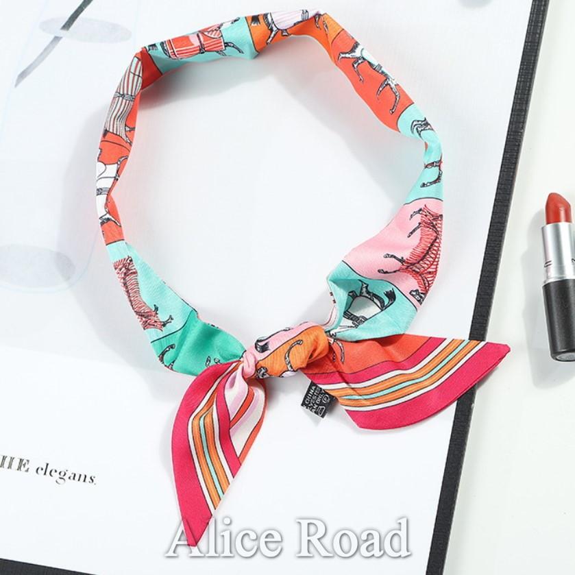ツイリースカーフ 馬柄 バッグスカーフ リボン バンダナ かわいい 7018 Alice Road 通販 Yahoo ショッピング