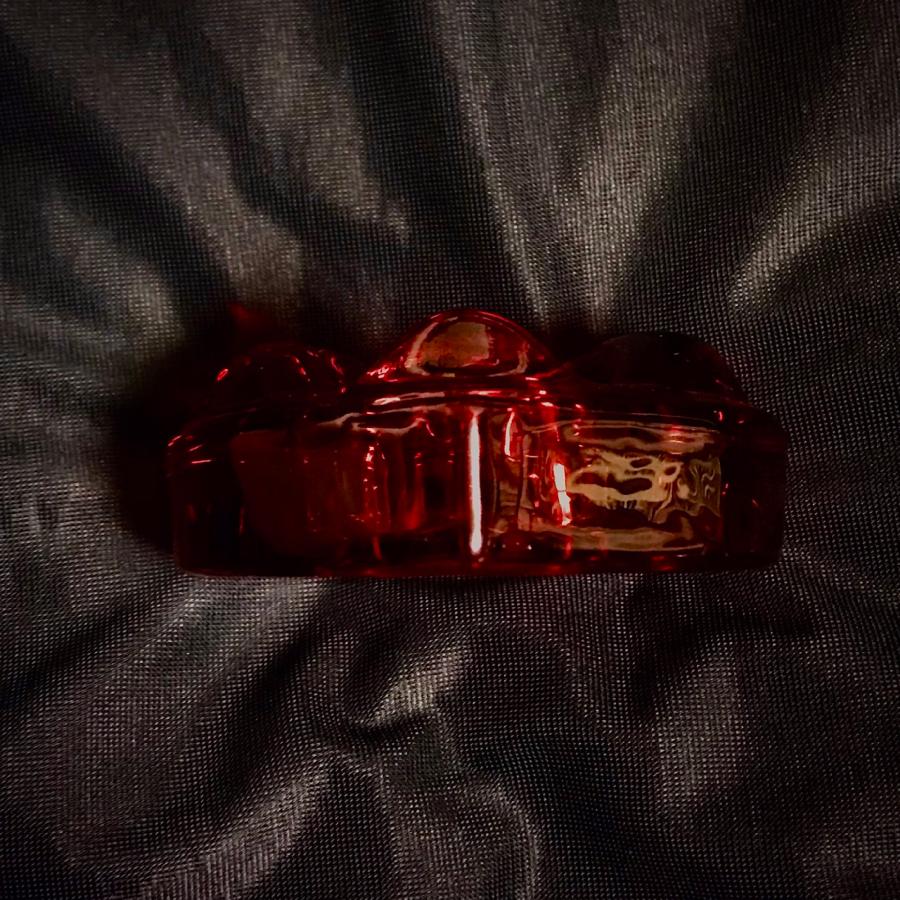 ハート型キャンドルホルダー レッド ガラス製 おしゃれ ティーライト