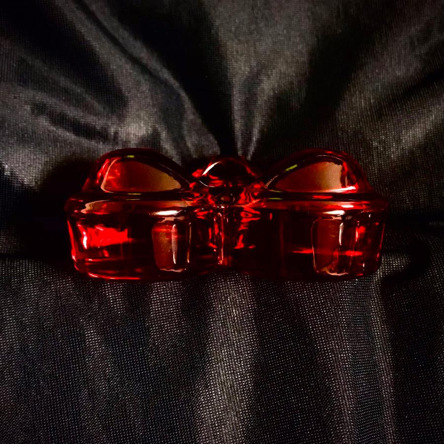 ハート型キャンドルホルダー レッド ガラス製 おしゃれ ティーライト